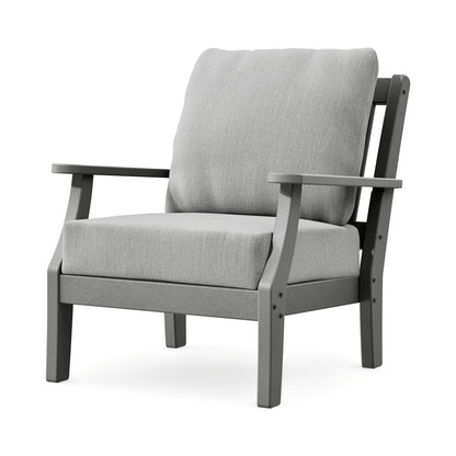 POLYWOOD Chinoiserie Deep Seating Chair in Slate Grey / Granite