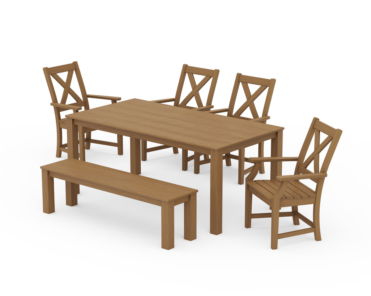 POLYWOOD Braxton 6-Piece Parsons Dining Set with Bench in Natural