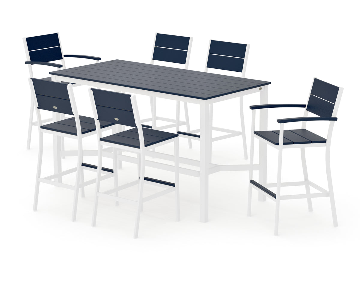 POLYWOOD Main Street 7-Piece Bar Set in White / Navy