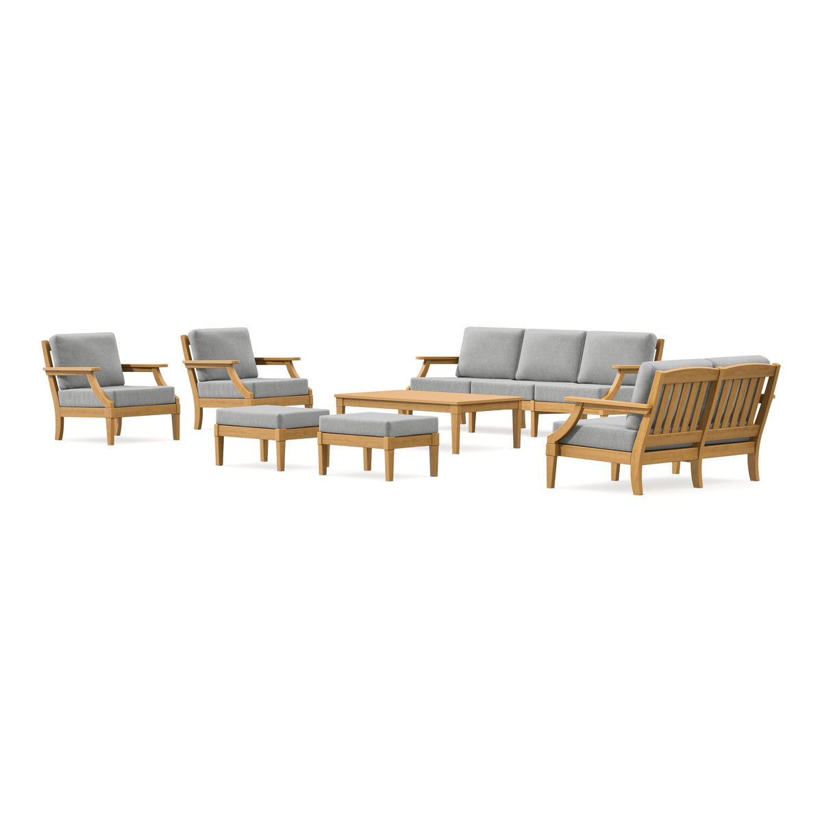 POLYWOOD PW Designer Series Estate 7-Piece Lounge Sofa Set in Natural / Grey Mist