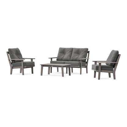 POLYWOOD Oxford 4-Piece Deep Seating Set with Loveseat in Driftwood