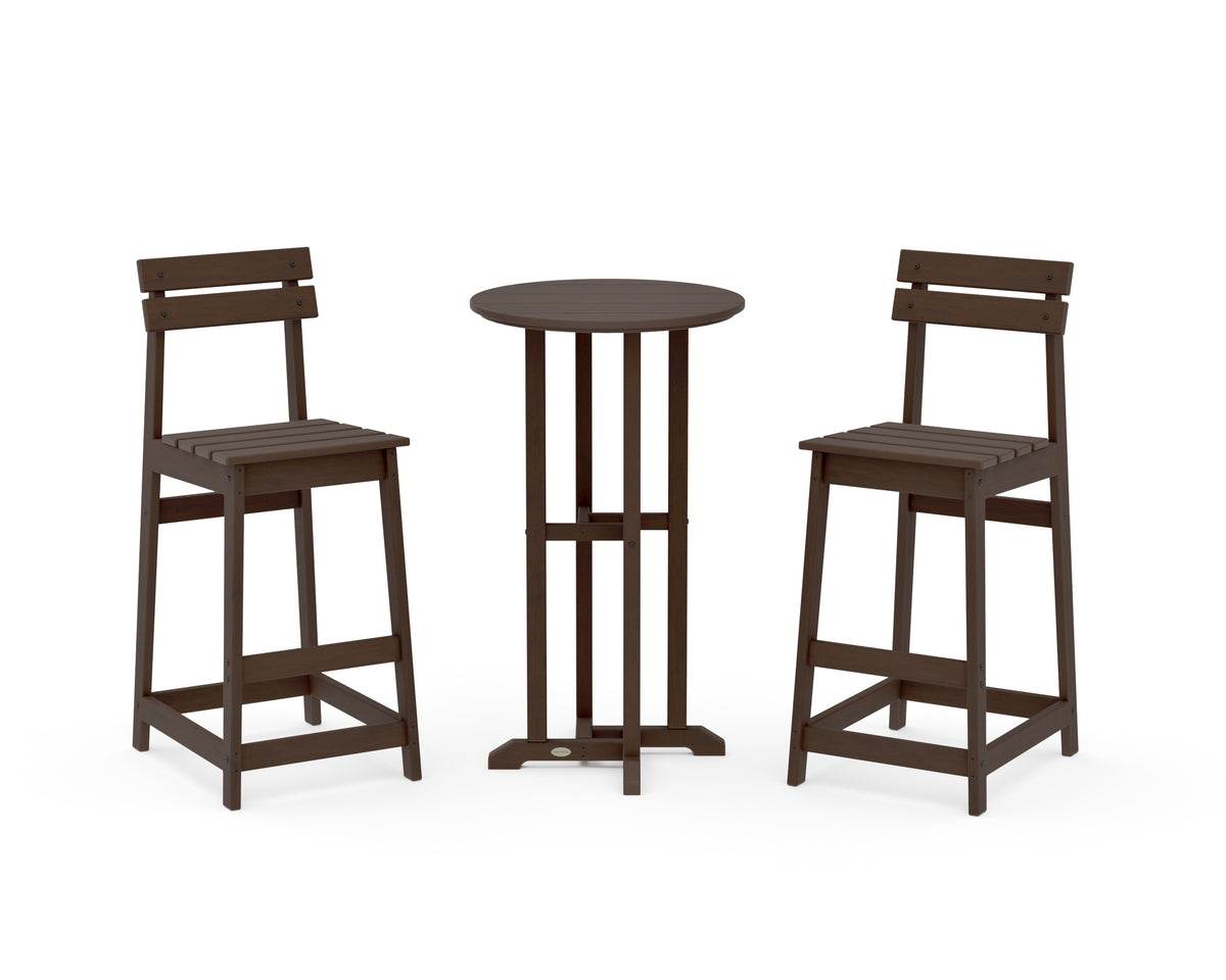 POLYWOOD Modern Studio Plaza Bar Chair 3-Piece Bistro Set in Kona