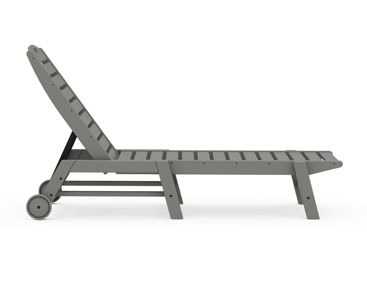 Alternate view of the POLYWOOD Nautical Chaise with Wheels in Slate Grey