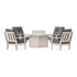 POLYWOOD Oxford 5-Piece Deep Seating Set with Fire Pit Table in Sand