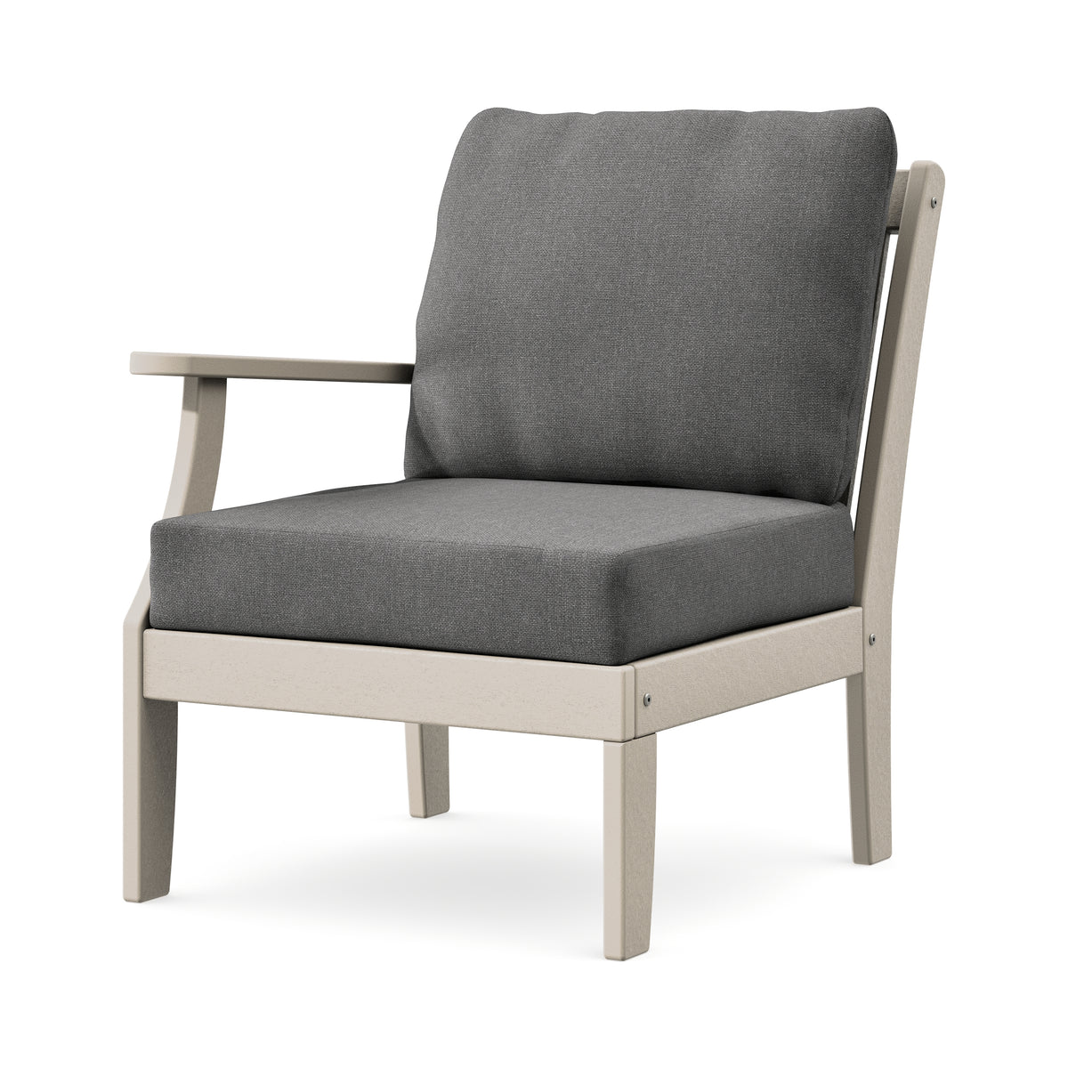 POLYWOOD Braxton Modular Left Arm Chair in Sand / Ash Charcoal