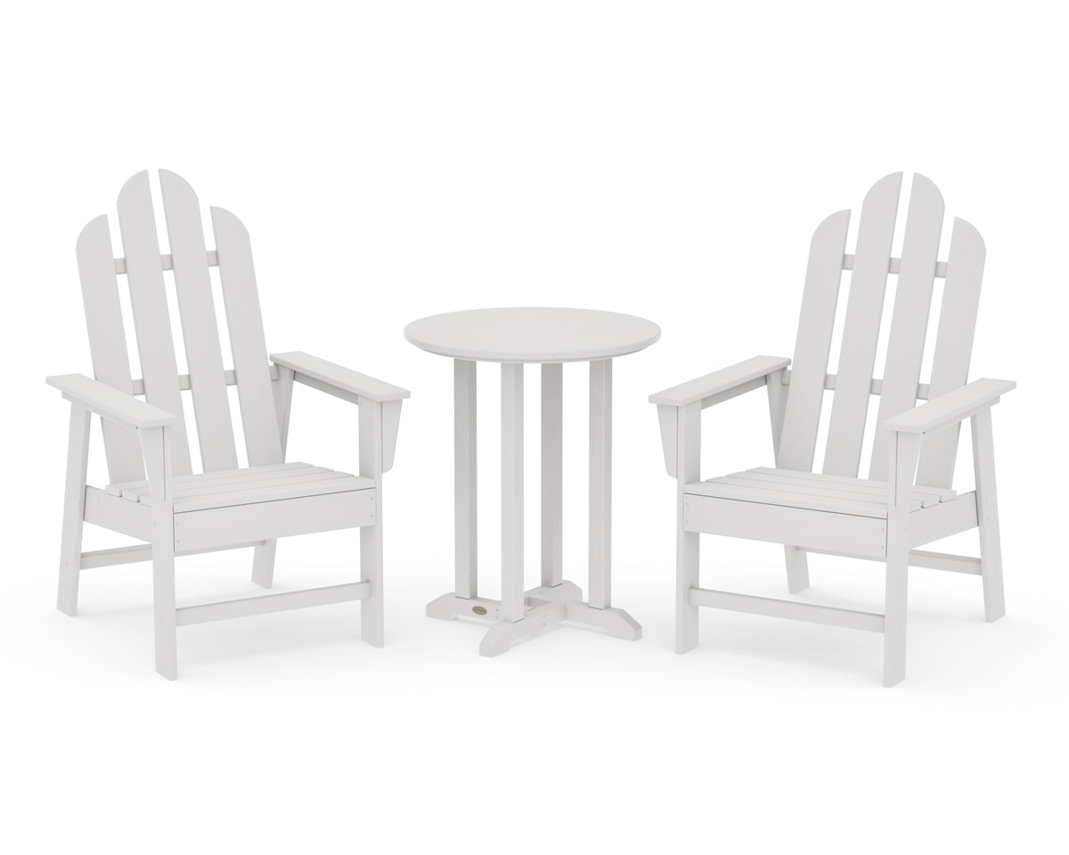 POLYWOOD Long Island 3-Piece Round Bistro Dining Set in Vintage White