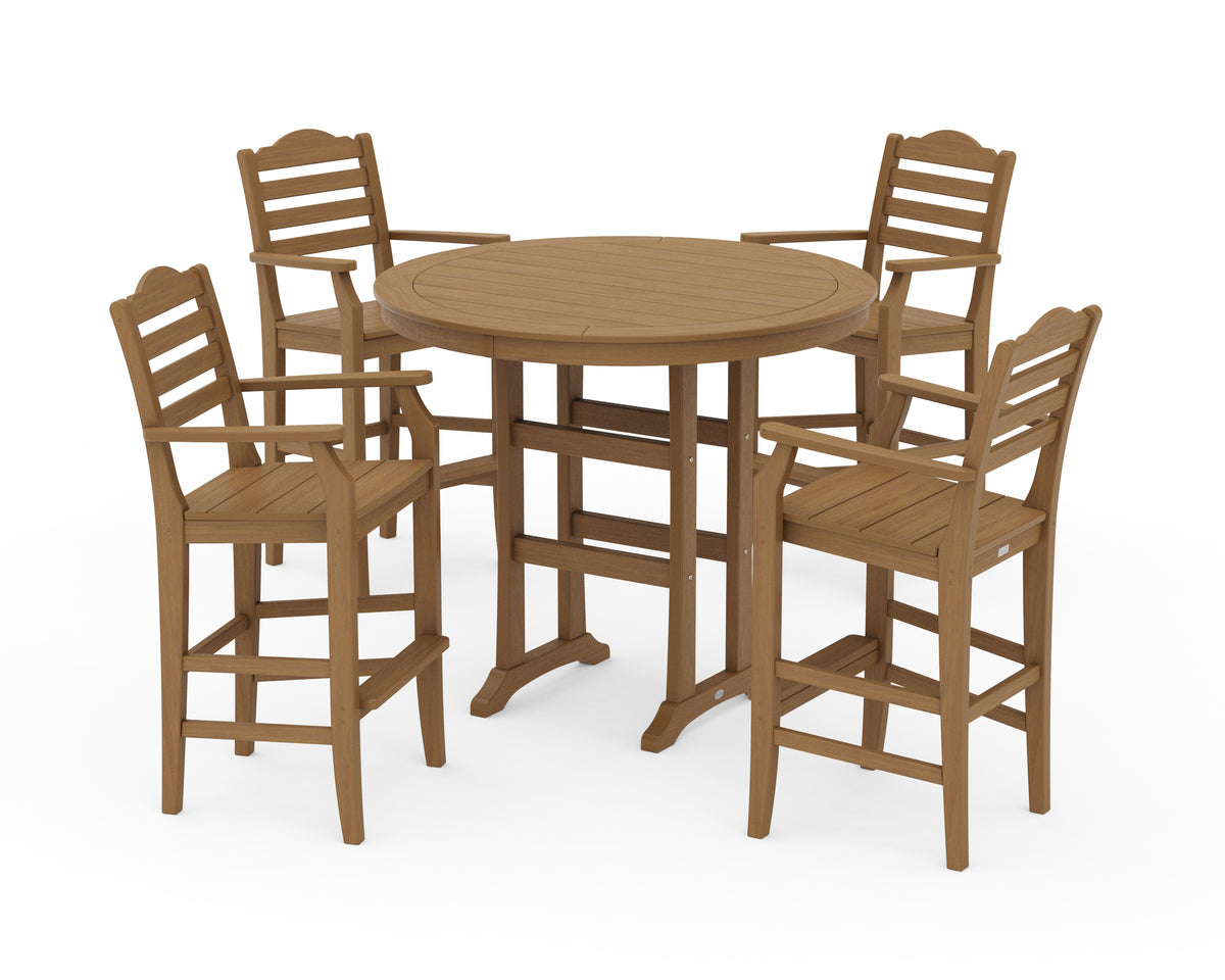 POLYWOOD Savannah 5-Piece Round Bar Set in Natural