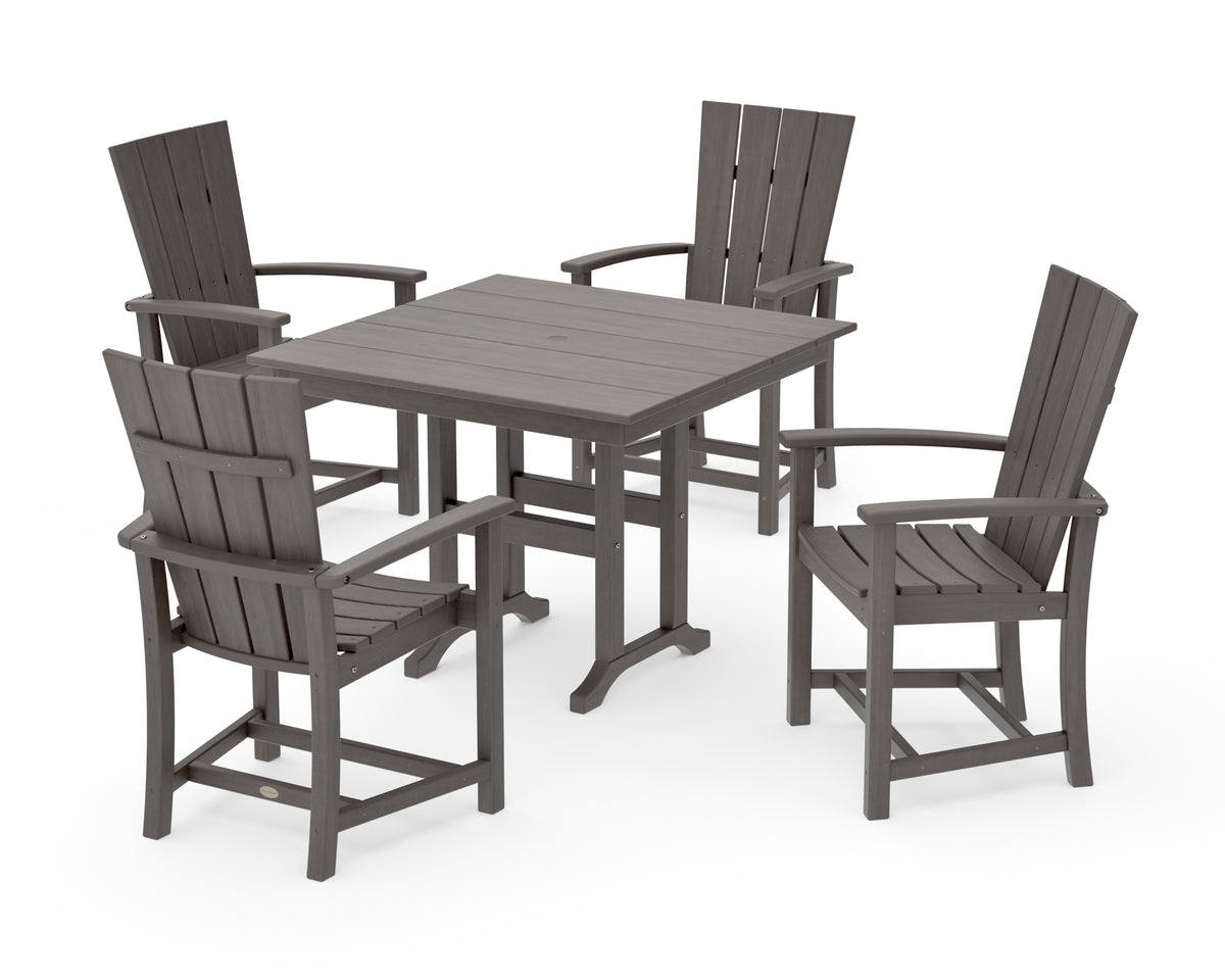 POLYWOOD Quattro 5-Piece Farmhouse Dining Set in Driftwood