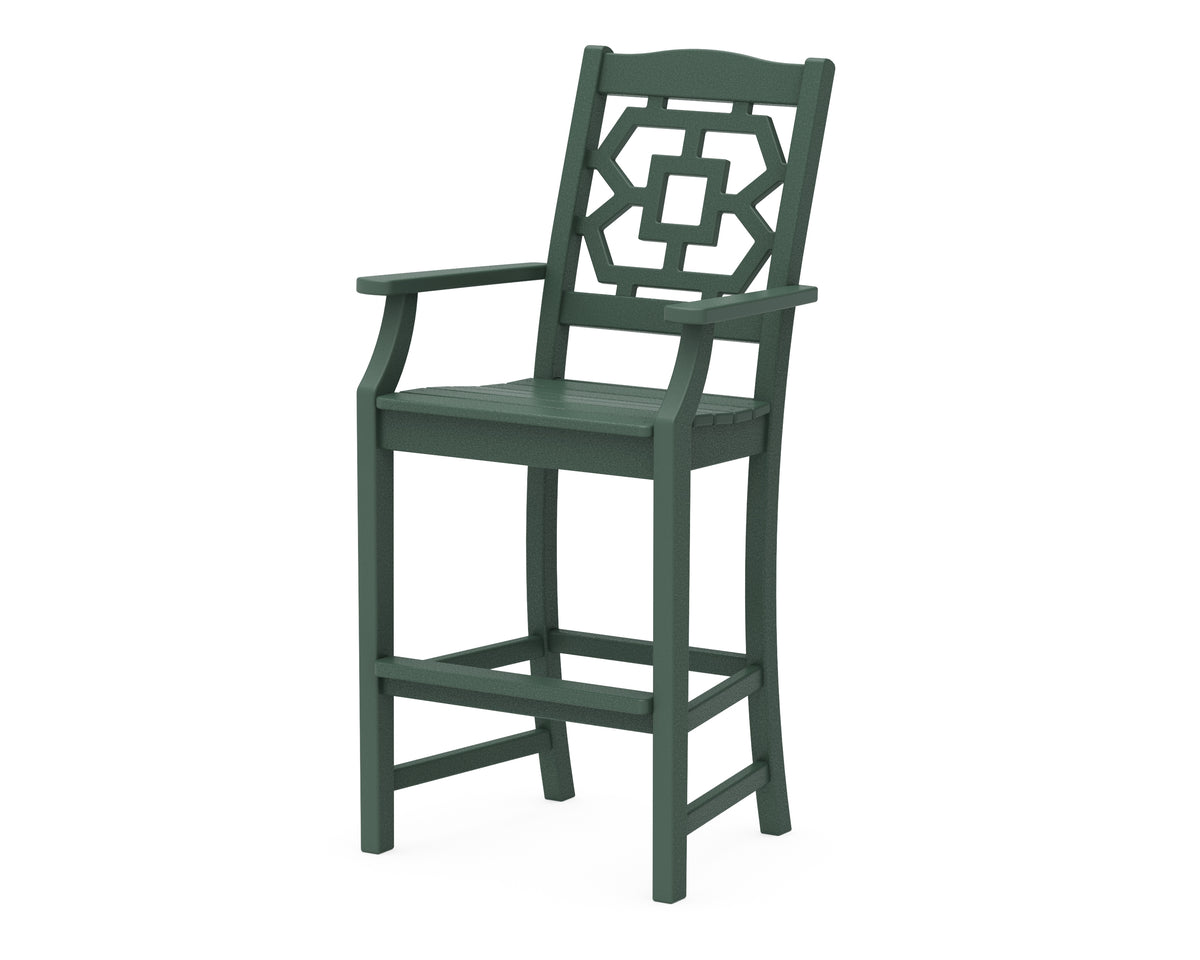 POLYWOOD Chinoiserie Bar Arm Chair in Green