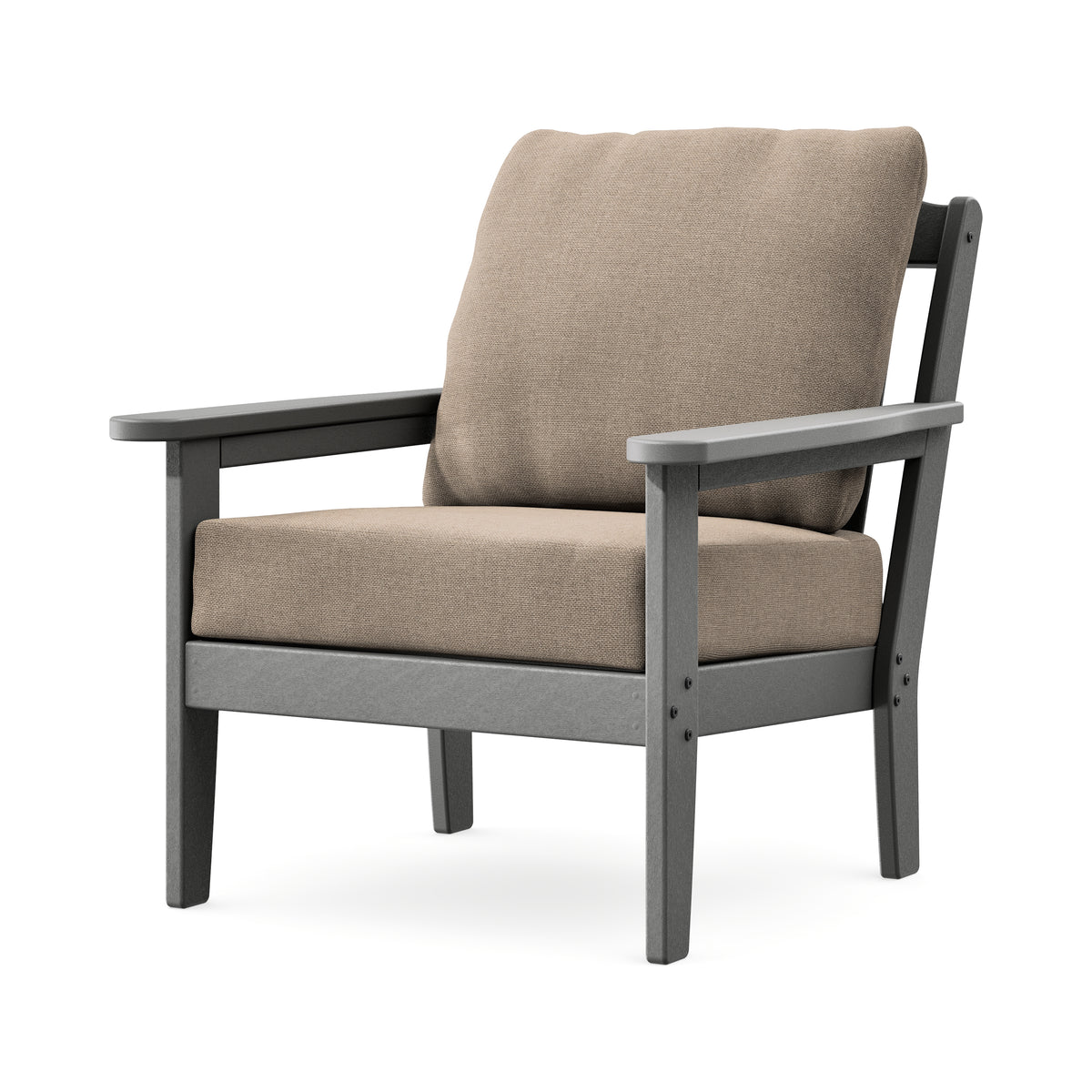 POLYWOOD Cottage Deep Seating Chair in Slate Grey / Spiced Burlap