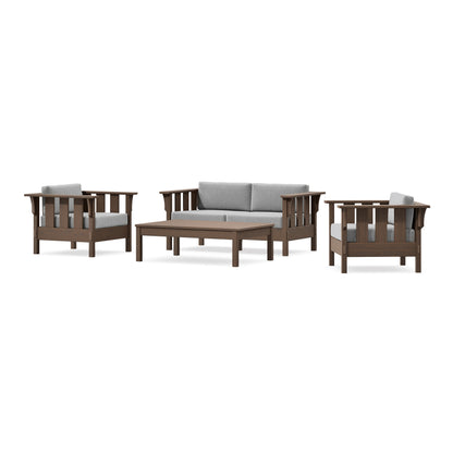 POLYWOOD Acadia 4-Piece Deep Seating Set with Loveseat in Kona / Grey Mist