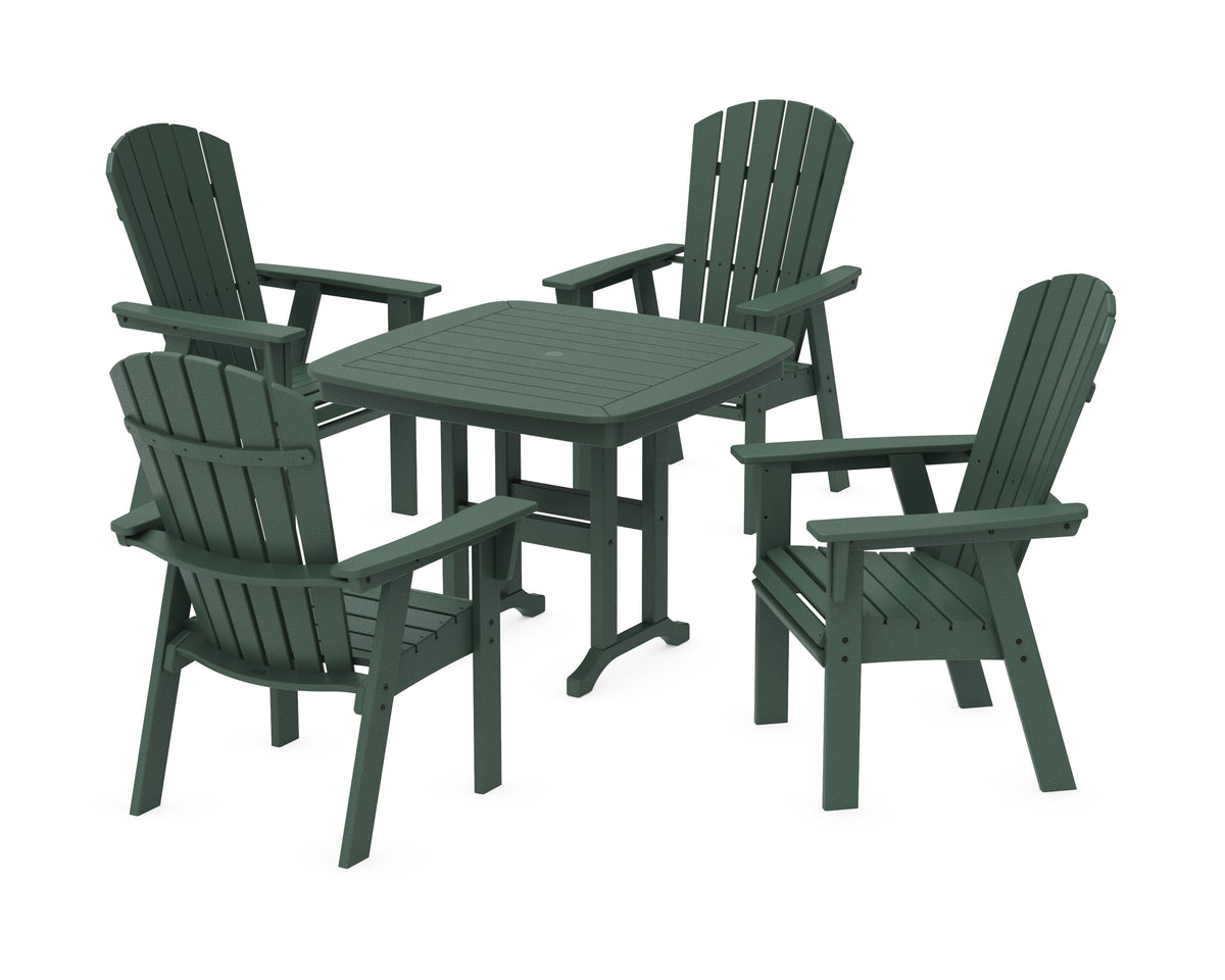 POLYWOOD Nautical Curveback Adirondack 5-Piece Dining Set - 37" Table in Green