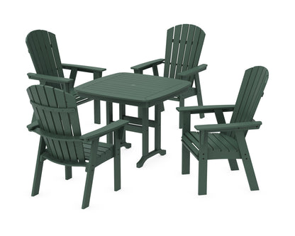 POLYWOOD Nautical Curveback Adirondack 5-Piece Dining Set - 37" Table in Green