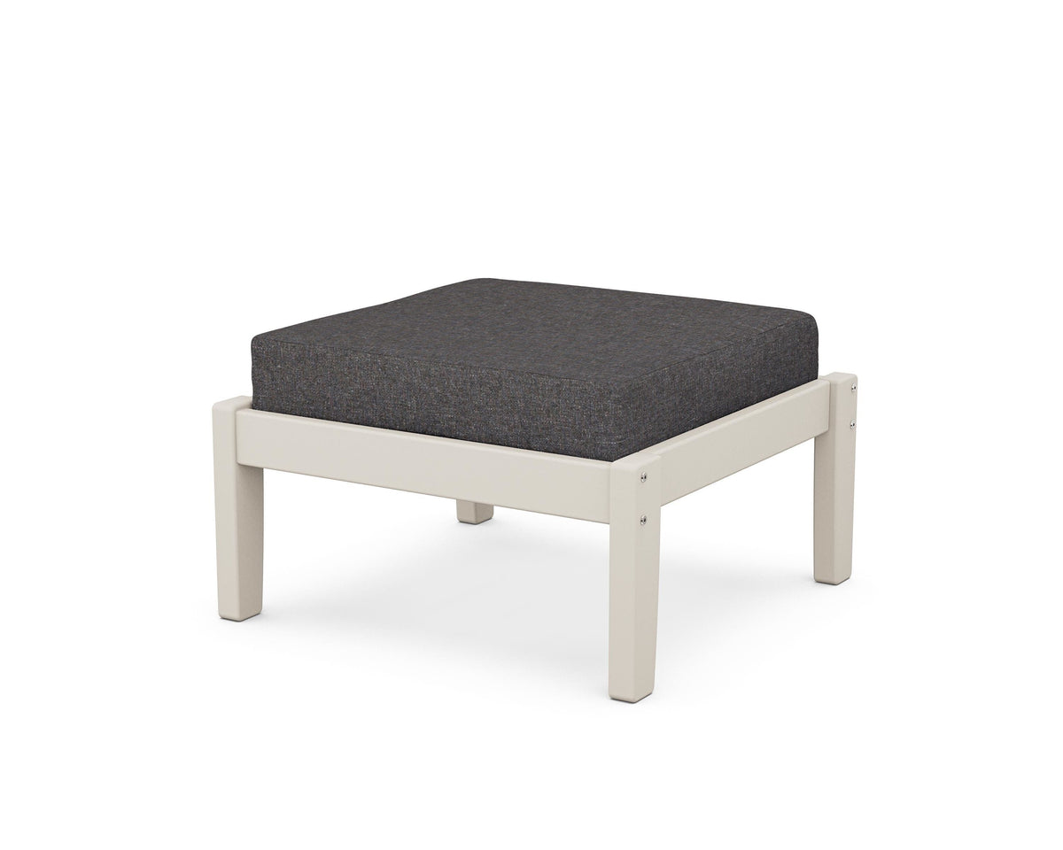 POLYWOOD Deep Seating Ottoman in Sand / Ash Charcoal