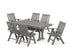 POLYWOOD Vineyard Folding Chair 7-Piece Farmhouse Dining Set with Trestle Legs in Slate Grey
