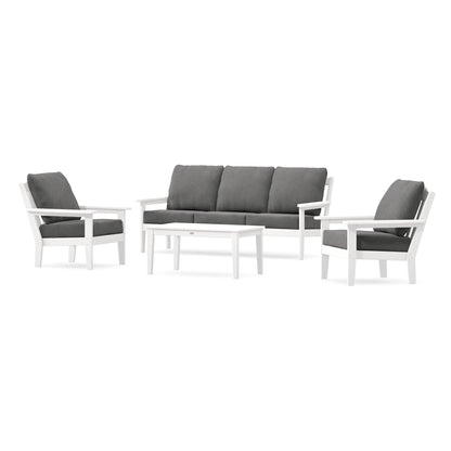 POLYWOOD Country Living Cottage 4-Piece Deep Seating Set with Sofa in White