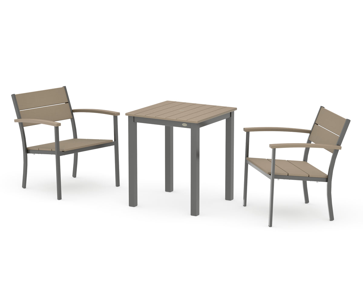 POLYWOOD Main Street 3-Piece Square Dining Set in Charcoal / Vintage Sahara