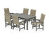 POLYWOOD Coastal Woven High-Back Arm Chair 7-Piece Parsons Dining Set in Slate Grey / Dune Grass