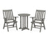 POLYWOOD Vineyard Folding Chair 3-Piece Round Bistro Dining Set in Slate Grey