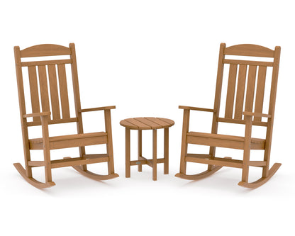 POLYWOOD Presidential 3-Piece Rocker Set with Round Side Table in Natural