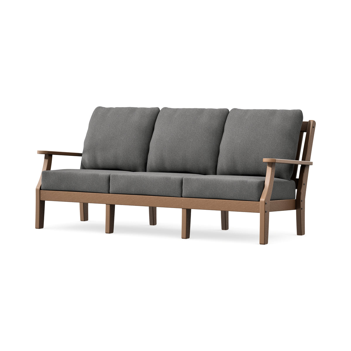 POLYWOOD Chinoiserie Deep Seating Sofa in Teak / Ash Charcoal