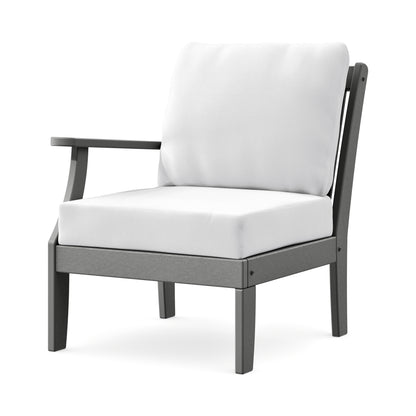 POLYWOOD Braxton Modular Left Arm Chair in Slate Grey / Natural