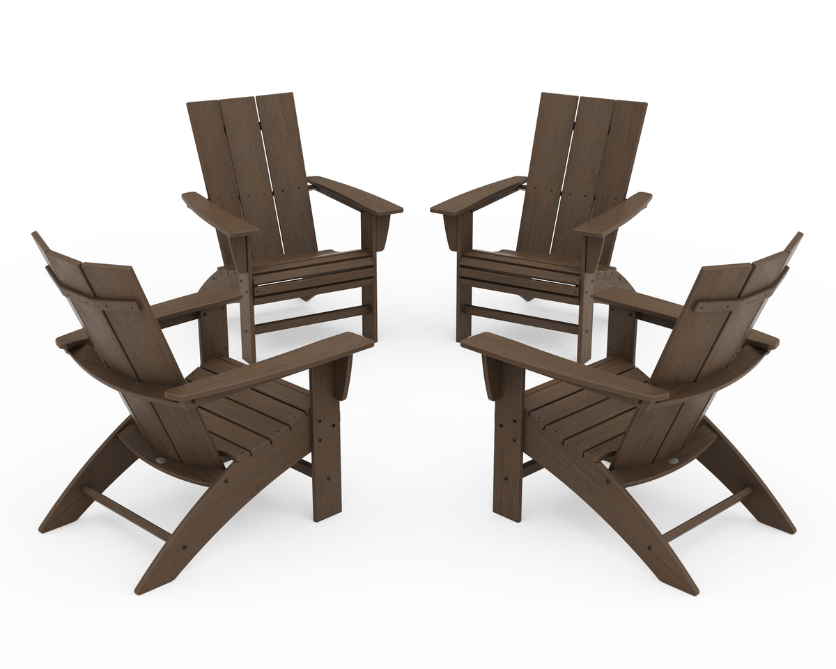 POLYWOOD 4-Piece Modern Curveback Adirondack Conversation Set in Kona