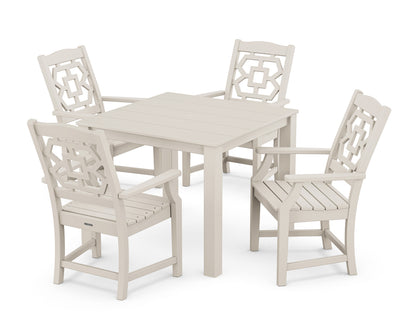 POLYWOOD Chinoiserie 5-Piece Parsons Dining Set in Sand