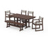 POLYWOOD EDGE Sling 6-Piece Farmhouse Dining Set in Mahogany / Birch