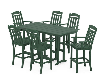 POLYWOOD Cottage Arm Chair 7-Piece Farmhouse Bar Set in Green
