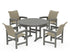 POLYWOOD Coastal Woven 5-Piece Round Farmhouse Dining Set in Slate Grey / Dune Grass
