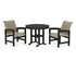 POLYWOOD Coastal Woven 3-Piece Farmhouse Dining Set in Black / Dune Grass