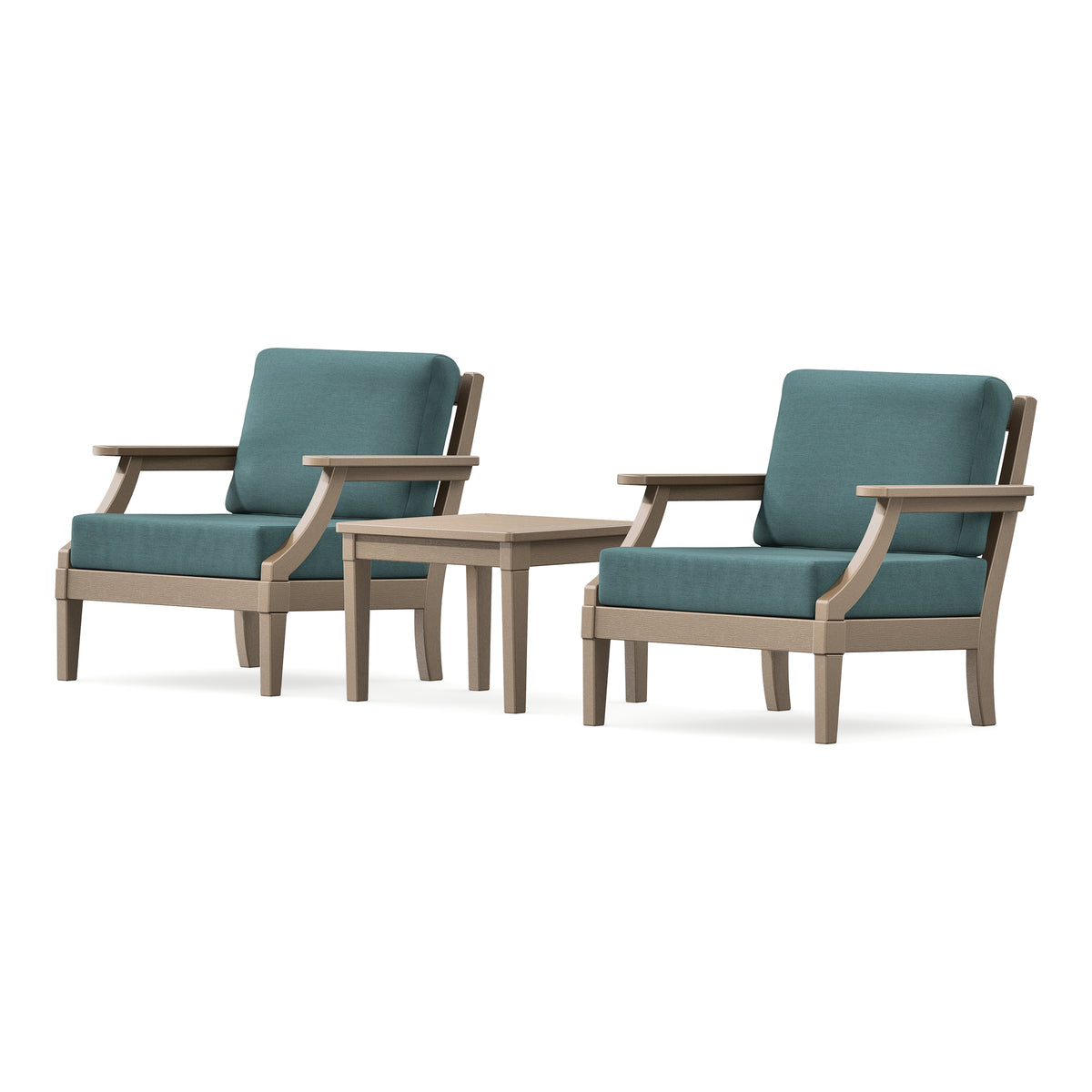 POLYWOOD PW Designer Series Estate 3-Piece Lounge Chair Set in Vintage Sahara / Ocean Teal