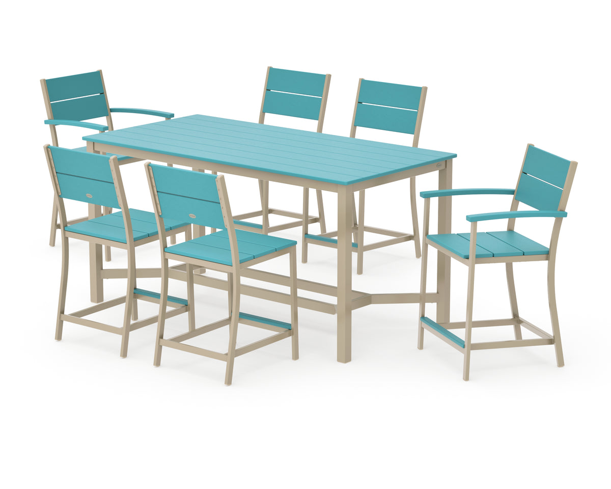 POLYWOOD Main Street 7-Piece Counter Set in Sand / Aruba