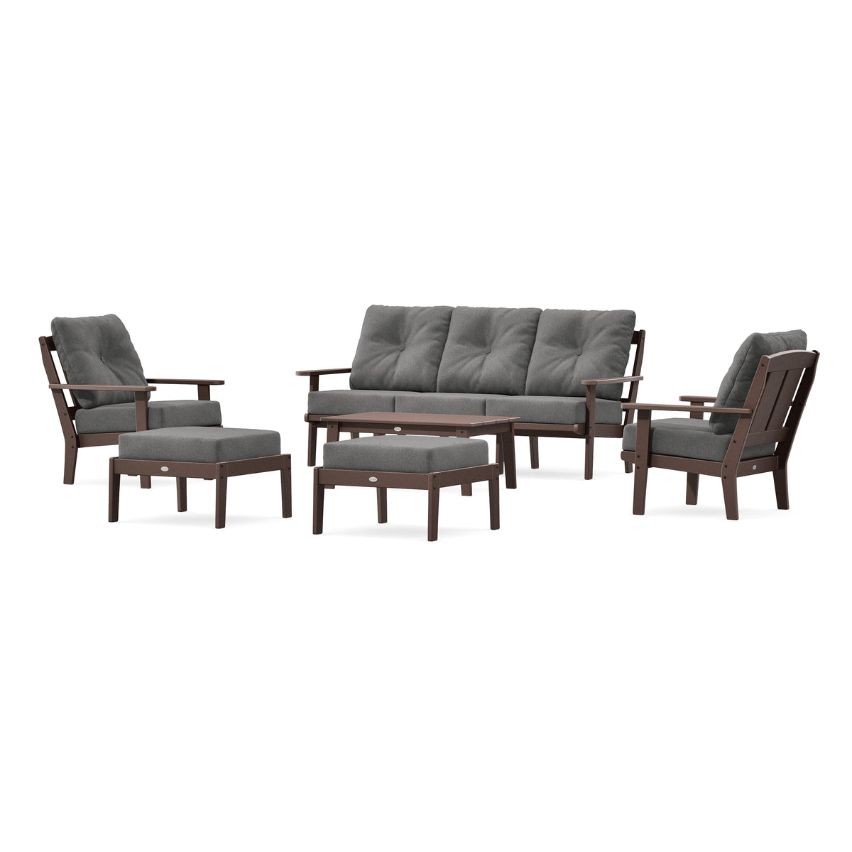 POLYWOOD Mission 6-Piece Lounge Sofa Set in Mahogany