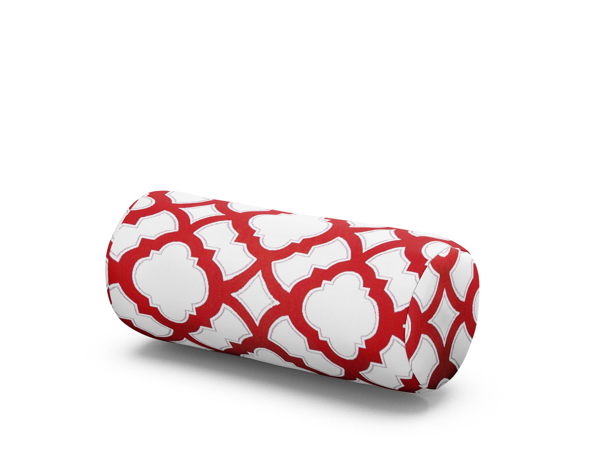 POLYWOOD Outdoor Bolster Pillow in Trellis Crimson