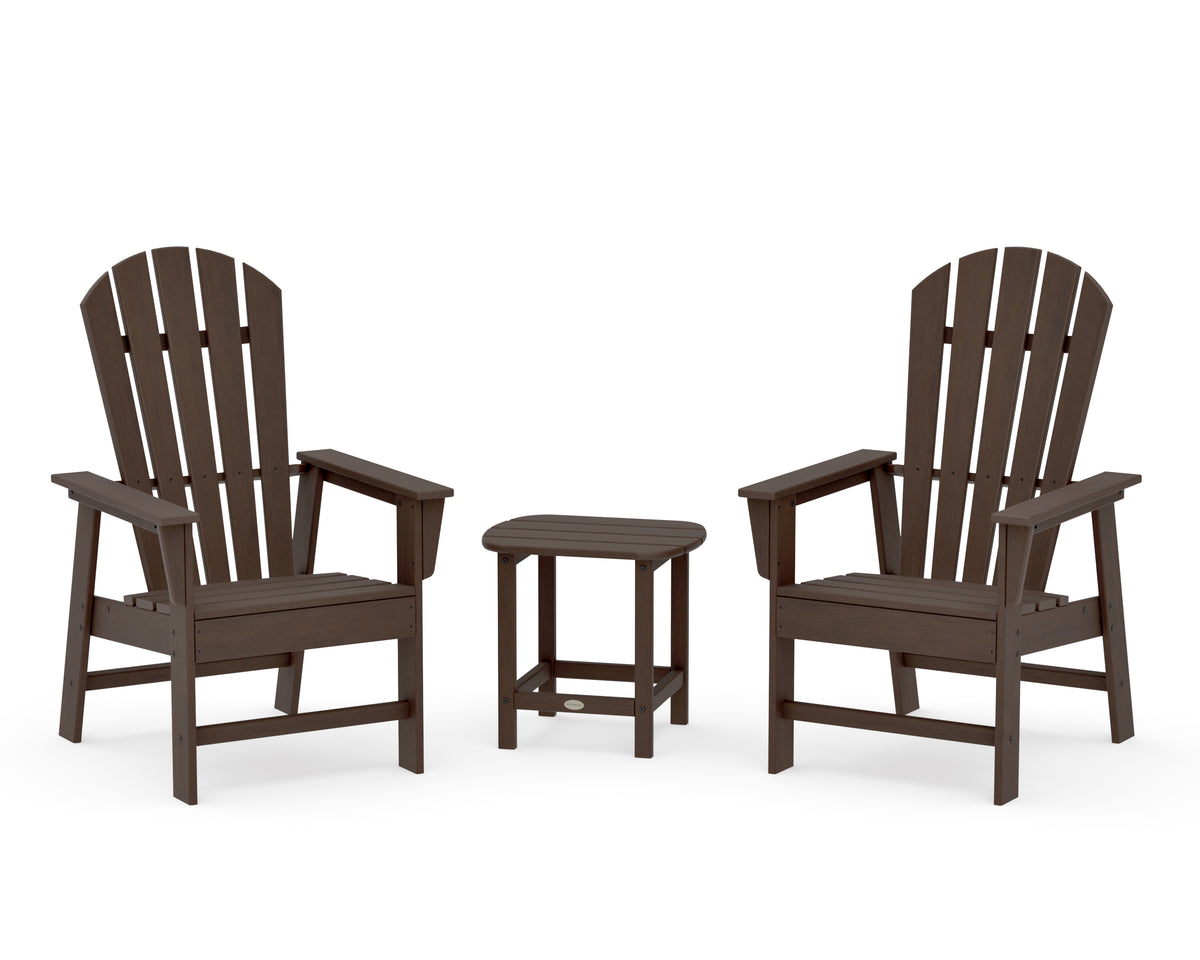 POLYWOOD South Beach Casual Chair 3-Piece Set with 18" South Beach Side Table in Kona