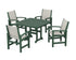 POLYWOOD Coastal 5-Piece Dining Set with Nautical 44" Dining Table in Green / Birch