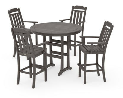 POLYWOOD Cottage 5-Piece Round Bar Set in Driftwood