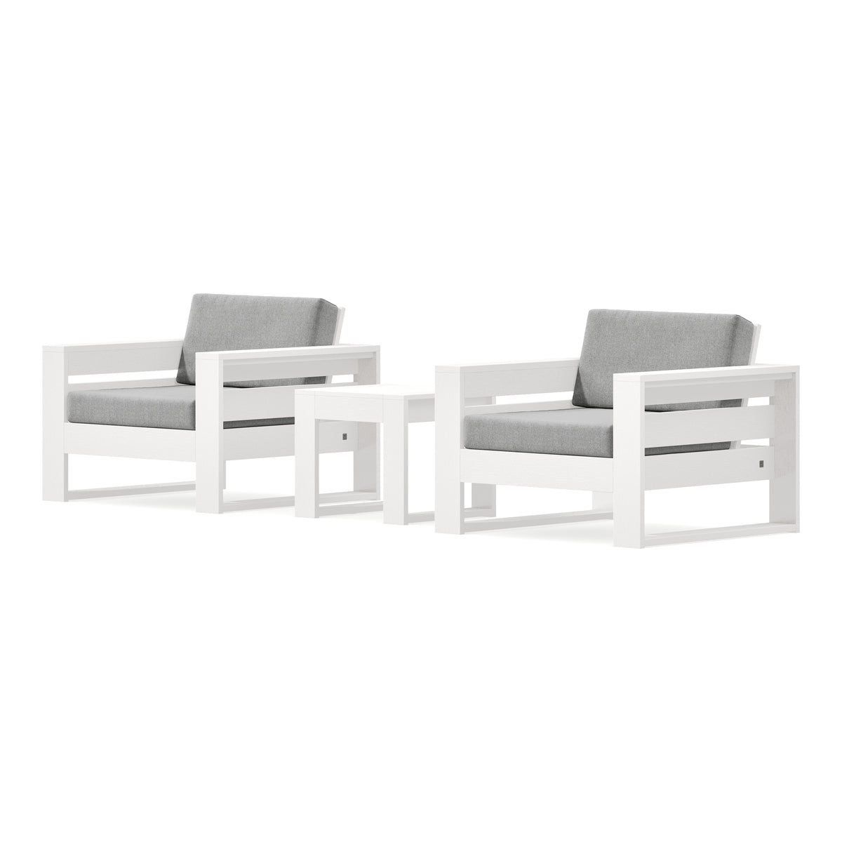 POLYWOOD PW Designer Series Latitude 3-Piece Lounge Chair Set in Vintage White / Grey Mist