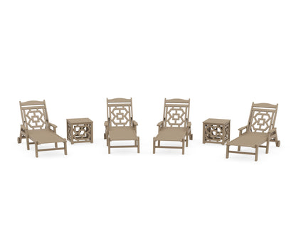 POLYWOOD Chinoiserie 6-Piece Chaise Set in Vintage Sahara
