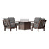 POLYWOOD Braxton 5-Piece Deep Seating Conversation Set with Fire Pit Table in Mahogany
