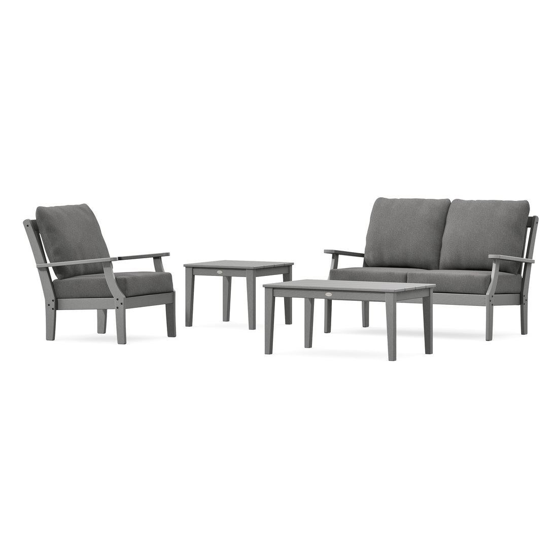 POLYWOOD Braxton 4-Piece Deep Seating Set in Slate Grey