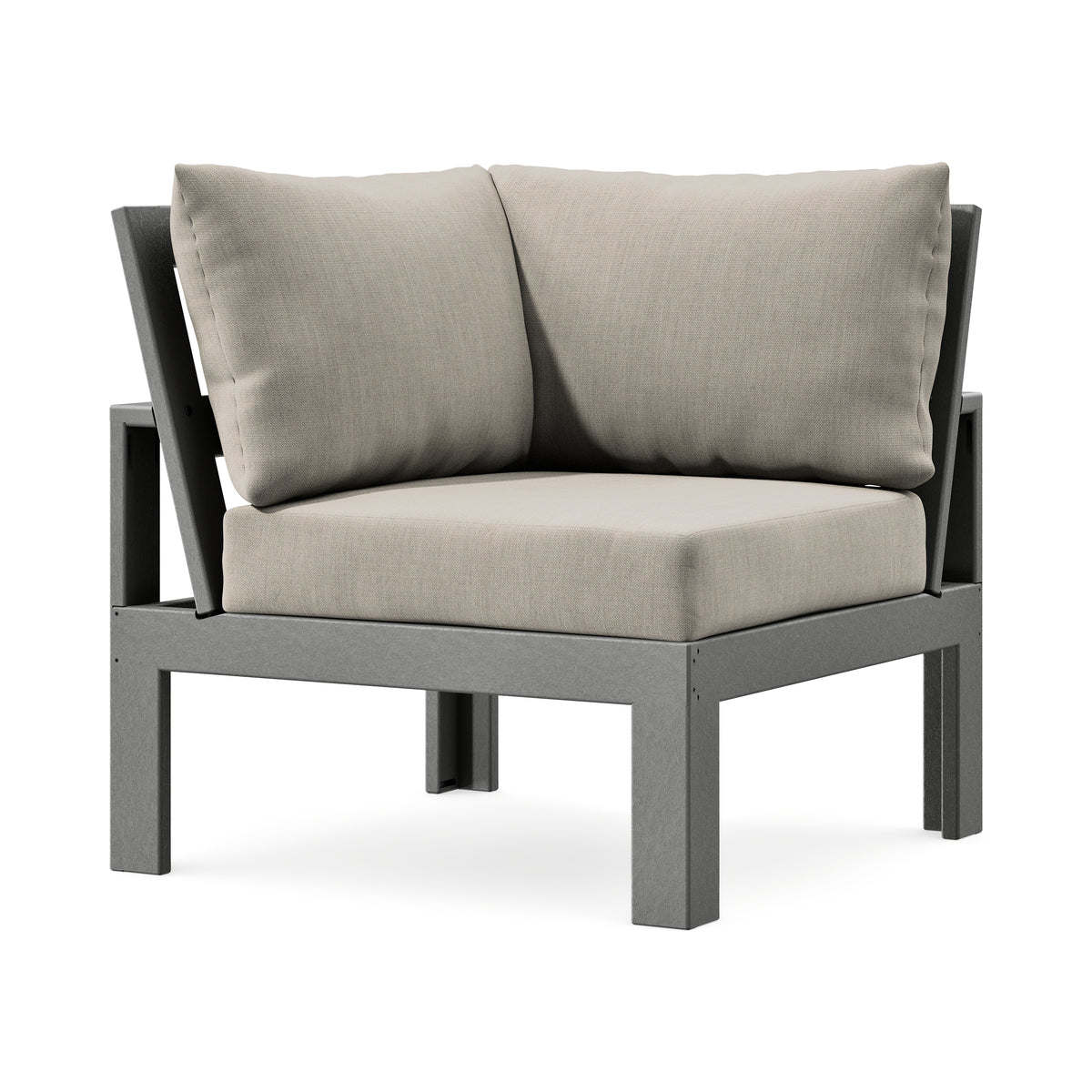 POLYWOOD Modular Corner Chair in Slate Grey / Cast Ash