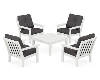 POLYWOOD Vineyard 5-Piece Deep Seating Conversation Set in Vintage White / Ash Charcoal