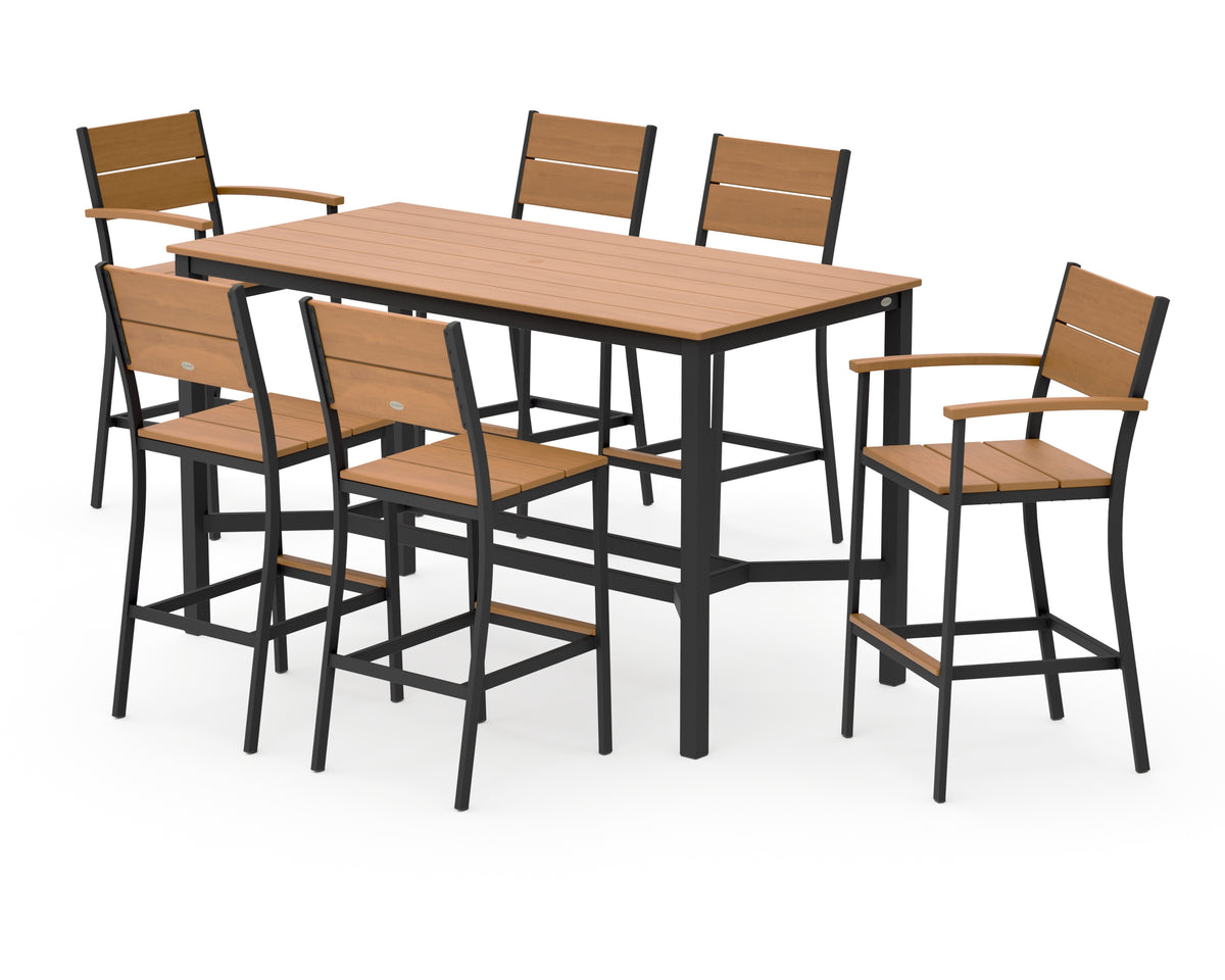 POLYWOOD Main Street 7-Piece Bar Set in Black / Natural