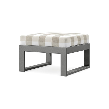 POLYWOOD Modular Ottoman - Modern in Slate Grey / Buffalo Plaid Dune Burlap