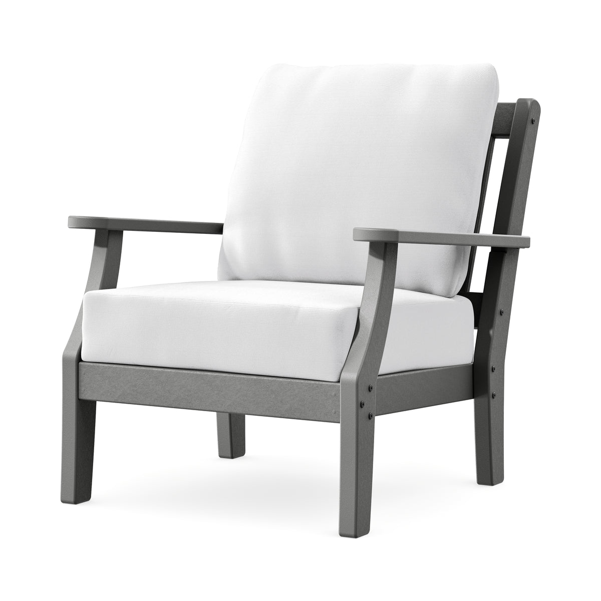 POLYWOOD Chinoiserie Deep Seating Chair in Slate Grey / Natural