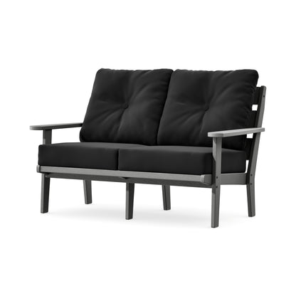 POLYWOOD Lakeside Deep Seating Loveseat in Slate Grey / Canvas Black