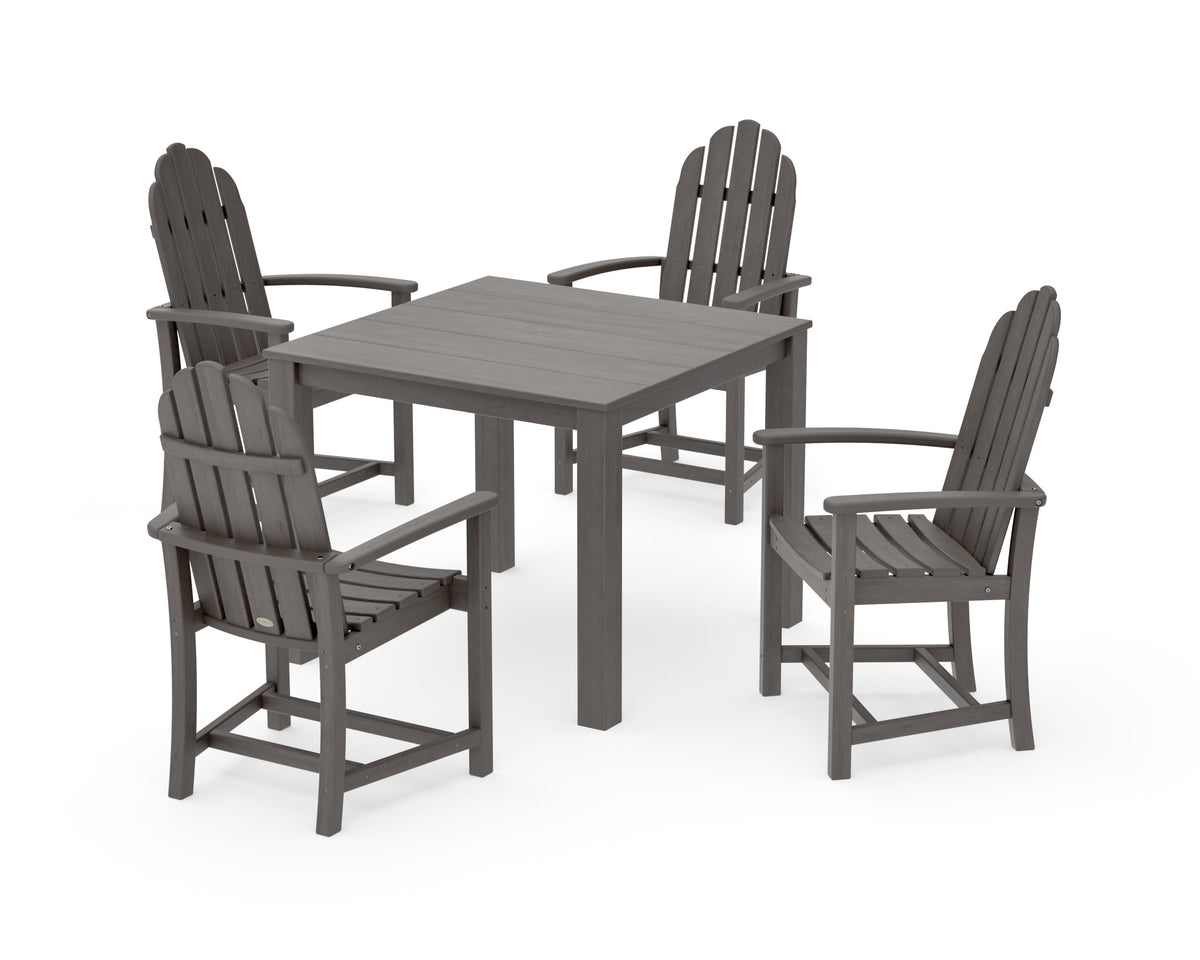 POLYWOOD Classic Adirondack 5-Piece Parsons Dining Set in Driftwood